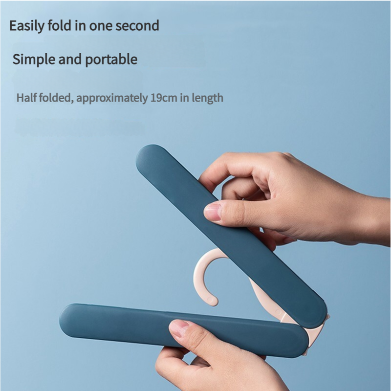 2PCS Blue Portable Travel Hanger with Hidden Clips - Lightweight Folding Clothes Hanger for Socks and Small Items