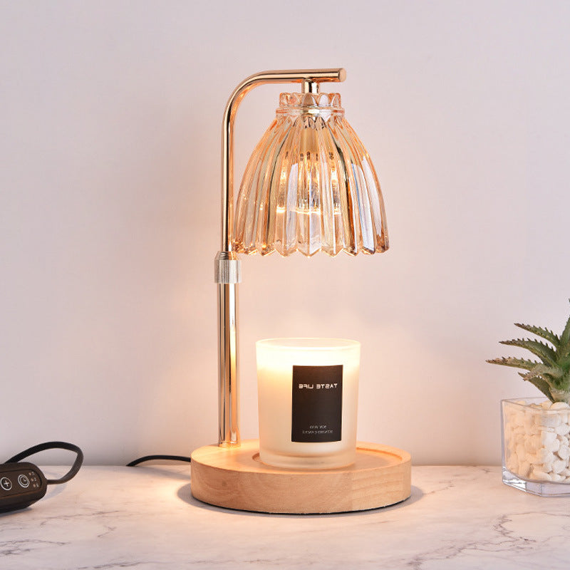 Gold Wrought Iron Candle Warmer Lamp with Halogen Bulb - Adjustable Scented Candle Melter for Home Decor