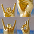 Gold Left Hand Resin Rock and Roll Hand Figurine - Stylish Desk and Living Room Decor