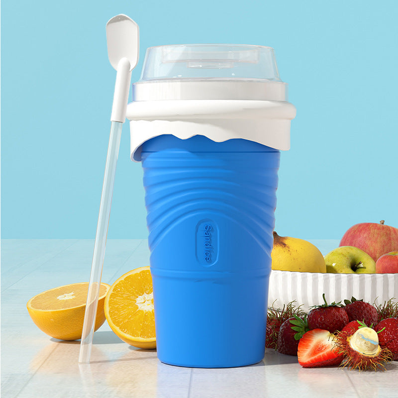 Blue Cool Summer Slushie Cup - 500ml Quick-Freeze Smoothie Maker with Straw