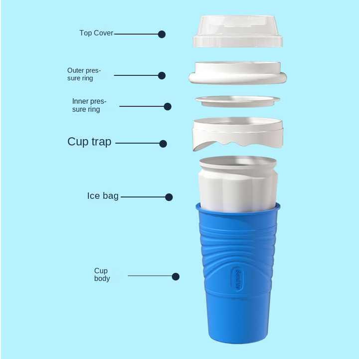 Blue Cool Summer Slushie Cup - 500ml Quick-Freeze Smoothie Maker with Straw