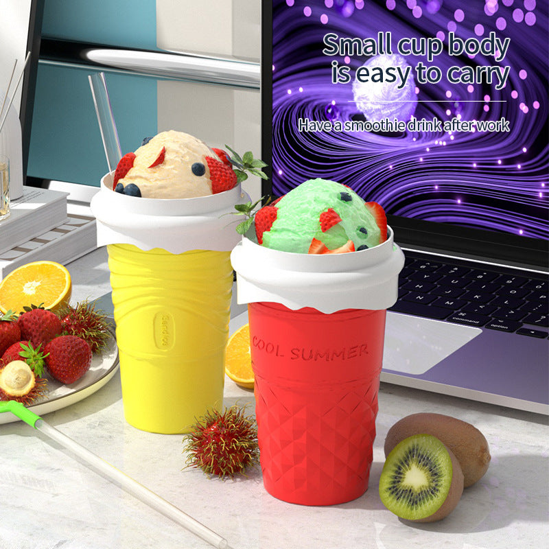 Green Cool Summer Slushie Cup - 500ml Quick-Freeze Smoothie Maker with Straw