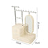 Elegant Cream Color Jewelry Organizer with Mirror - Multi-Layer Storage & Display Stand (25x15x37.5cm)