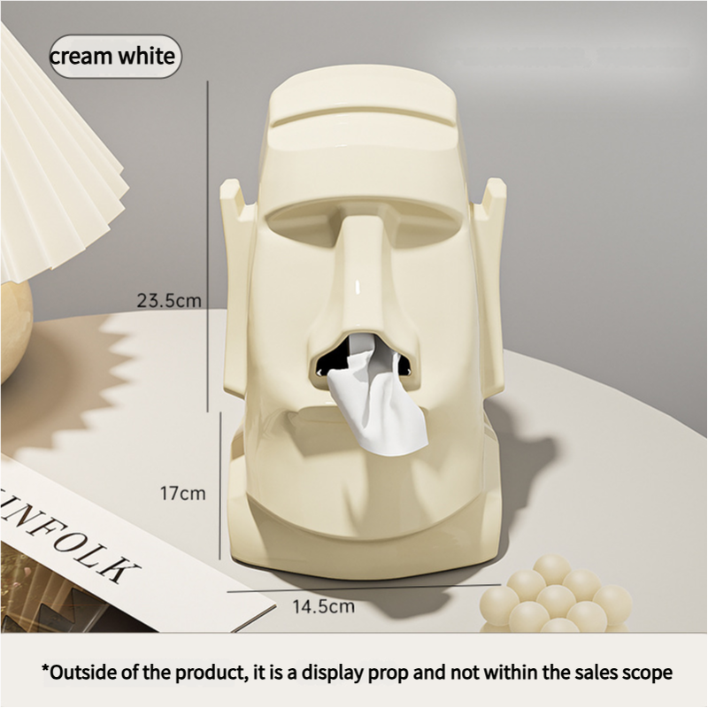 Cream White Versatile Desktop Headphone Stand & Tissue Box (23.5x17x14.5cm)
