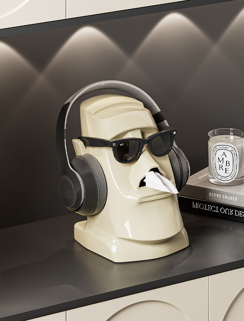 Green Versatile Desktop Headphone Stand & Tissue Box (23.5x17x14.5cm)