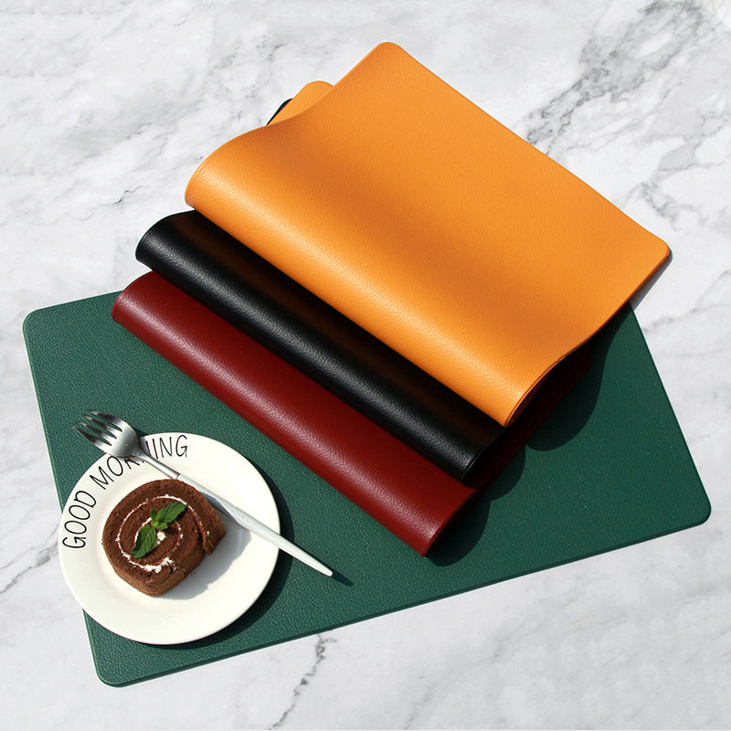 5 PCS Red Nordic Style Leather Placemat - Anti-Slip, Heat-Resistant Table Mat 30cm x 45cm