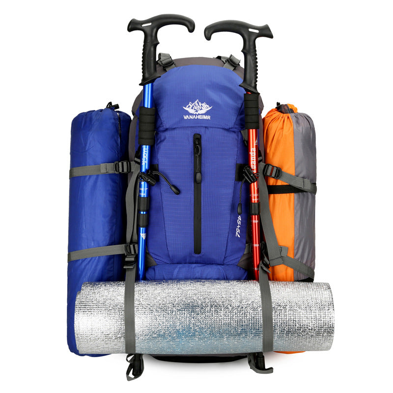 Black 36-55L Outdoor Hiking Backpack - Durable Water Resistant Travel Bag for Trekking, Camping, and Adventure