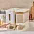 Transparent Cream White Smart Kitchen Rice Dispenser - Automatic Press-Style Rice Storage Bin