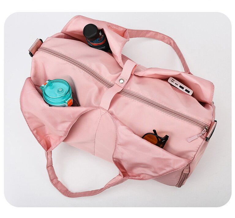 Grey Stylish Women's Travel Bag - Large-Capacity Fitness & Yoga Bag with Separate Shoe Compartment