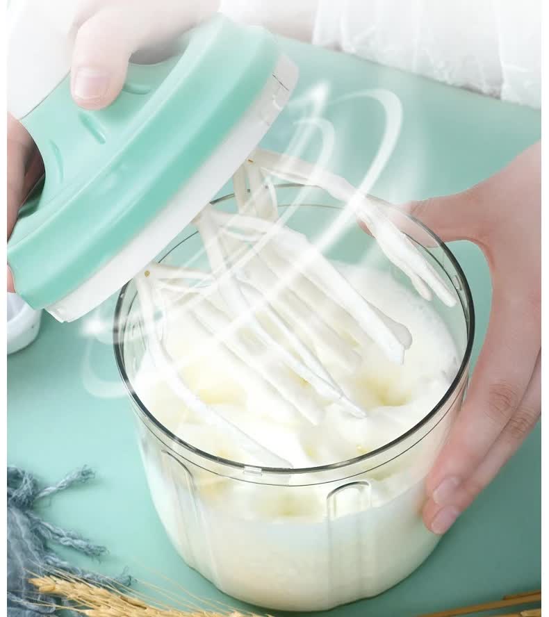 Manual Rotary Egg Beater & Cream Whisk 1200ml - Hand Crank Kitchen Mixer for Baking - Durable ABS Material Green
