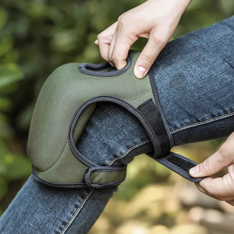 Professional Neoprene Garden Knee Pads - Adjustable Elastic Cushioned Protection for Gardening, Flooring, Housework and Outdoor Landscaping - Black 2 Pairs