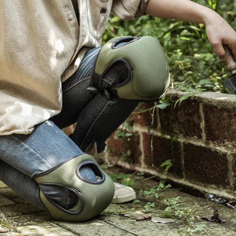 Professional Neoprene Garden Knee Pads - Adjustable Elastic Cushioned Protection for Gardening, Flooring, Housework and Outdoor Landscaping - Green 2 Pairs