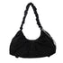 Black Large Capacity Ruched Travel Duffel Bag - Stylish Yoga Mat Storage Shoulder Bag - Lightweight Gym Fitness Tote with Drawstring Detail for Weekend Getaways and Sports