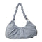 Blue Large Capacity Ruched Travel Duffel Bag - Stylish Yoga Mat Storage Shoulder Bag - Lightweight Gym Fitness Tote with Drawstring Detail for Weekend Getaways and Sports