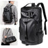 Black Large Capacity Men's Travel Backpack with Shoe Compartment - Water-Resistant Coated Fabric Business Weekender Bag - Casual Duffel Backpack with Dry-Wet Separation for Gym, Hiking, and 14-Inch Laptop