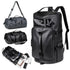 Black Large Capacity Men's Travel Backpack with Shoe Compartment - Water-Resistant Coated Fabric Business Weekender Bag - Casual Duffel Backpack with Dry-Wet Separation for Gym, Hiking, and 14-Inch Laptop