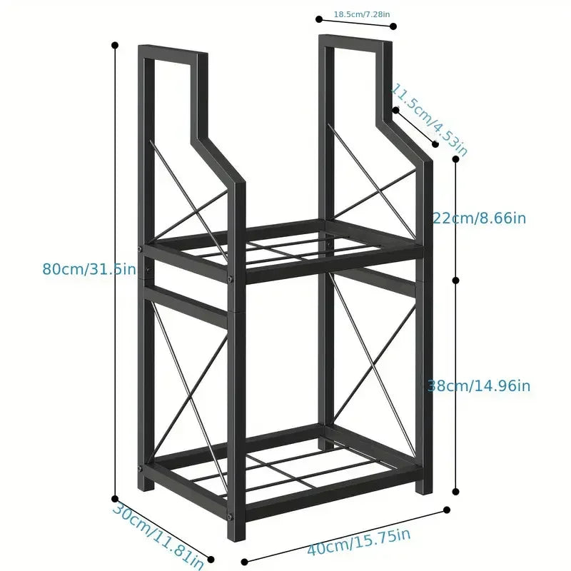 Heavy Duty 2-Tier Firewood Rack - Vertical Log Holder for Indoor Fireplace and Outdoor Fire Pit - Modern Metal Wood Storage Organizer for Camping, Patio, and Living Room