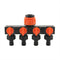 2pcs Orange 4-Way Garden Hose Splitter - Multi-Outlet Tap Manifold with Individual Control Valves - Universal Fit for 1/2 inch 3/4 inch and 1 inch Taps - Durable ABS Irrigation Water Distributor