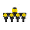 2pcs Yellow 4-Way Garden Hose Splitter - Multi-Outlet Tap Manifold with Individual Control Valves - Universal Fit for 1/2 inch 3/4 inch and 1 inch Taps - Durable ABS Irrigation Water Distributor