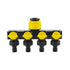 2pcs Yellow 4-Way Garden Hose Splitter - Multi-Outlet Tap Manifold with Individual Control Valves - Universal Fit for 1/2 inch 3/4 inch and 1 inch Taps - Durable ABS Irrigation Water Distributor