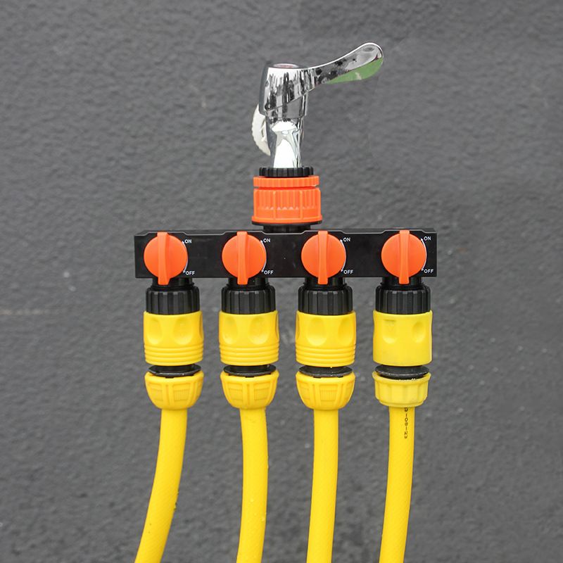 2pcs Yellow 4-Way Garden Hose Splitter - Multi-Outlet Tap Manifold with Individual Control Valves - Universal Fit for 1/2 inch 3/4 inch and 1 inch Taps - Durable ABS Irrigation Water Distributor