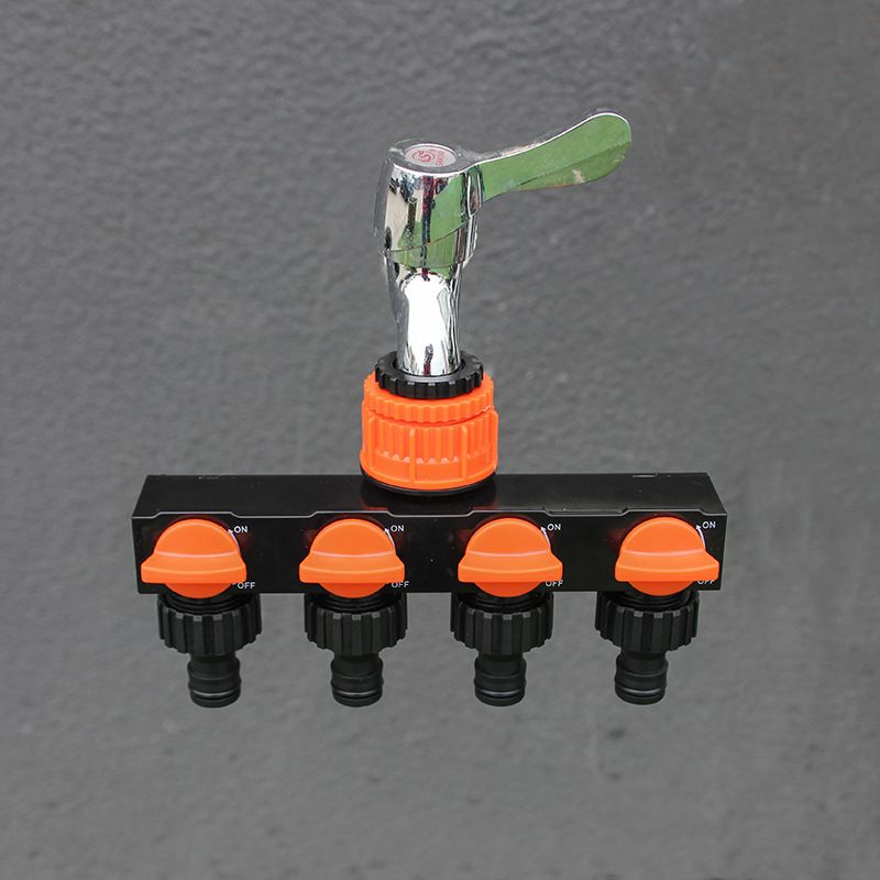 2pcs Yellow 4-Way Garden Hose Splitter - Multi-Outlet Tap Manifold with Individual Control Valves - Universal Fit for 1/2 inch 3/4 inch and 1 inch Taps - Durable ABS Irrigation Water Distributor