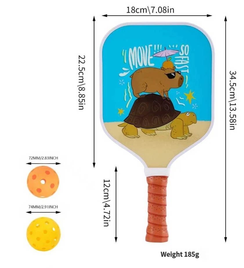【RT-015】Fiberglass Pickleball Paddle Set of 2 with 4 Balls and Carry Bag - 185g Single Paddle Weight - Beginner Friendly Starter Kit with Non-Slip Cushion Grip for Adults Kids and Outdoor Family Fun
