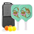【RT-008】Fiberglass Pickleball Paddle Set of 2 with 4 Balls and Carry Bag - 185g Single Paddle Weight - Beginner Friendly Starter Kit with Non-Slip Cushion Grip for  Outdoor Family Fun