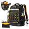 Heavy Duty Professional Tool Backpack - 18 Inch Large Capacity - Waterproof Solid Rubber Base, Multi-Pocket Organiser and Reflective Strips for Electricians, HVAC and Trades
