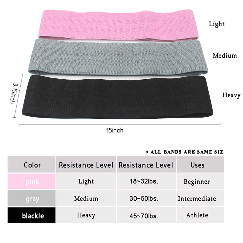 Pink-Grey-Black Fabric Resistance Bands Set - 3 Levels Non-Slip Hip Bands for Strength Training