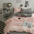 Pink-grey 1.5m Bed Fitted Sheet Set with 200x230cm Duvet Cover - 4-Piece Bedding Set