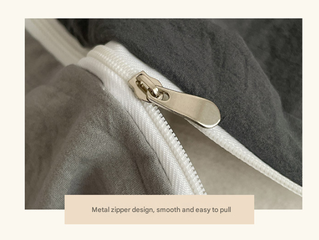 Light-grey Solid Color Solid Color Solid Color 1.5m Bed Fitted Sheet Set with 200x230cm Duvet Cover - 4-Piece Bedding Set