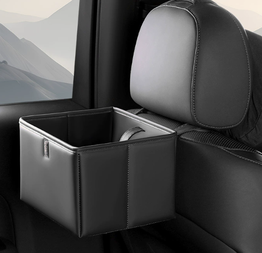 Black Foldable Car Trash Bin and Storage Box - 23x17x15cm, Space-Saving, Convenient Design