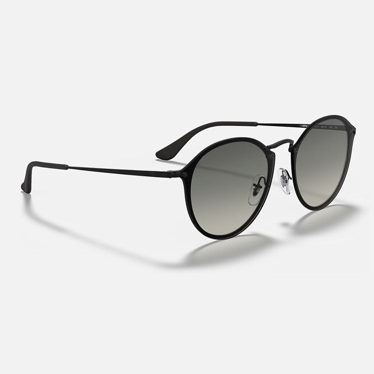 Black Frame Gradient Gray Round Sunglasses - Classic Retro Unisex Sunglasses for Driving & Everyday Wear