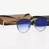 Gold Frame Gradient Blue Round Sunglasses - Classic Retro Unisex Sunglasses for Driving & Everyday Wear