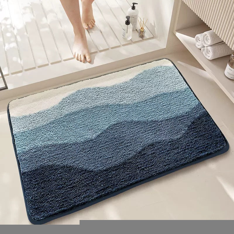 Blue Bath Mat - Super Absorbent, Non-Slip Bathroom Floor Mat - 40x60cm
