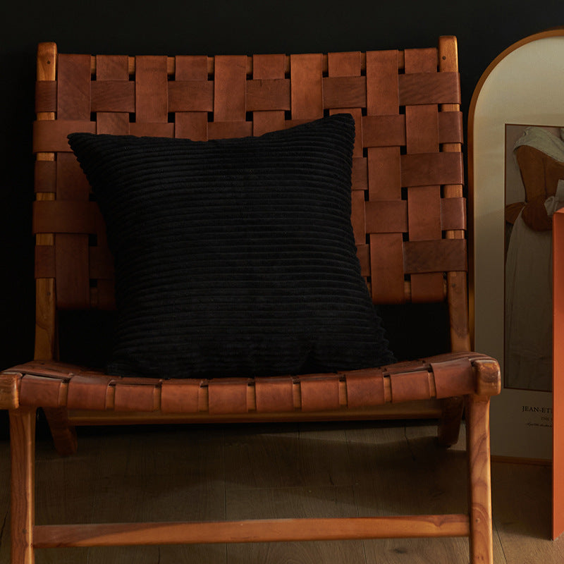 Black Set of 4 Corduroy Pillow Covers - Solid Color Minimalist Throw Cushion Covers - 45x45cm Pillow Inserts are NOT Included