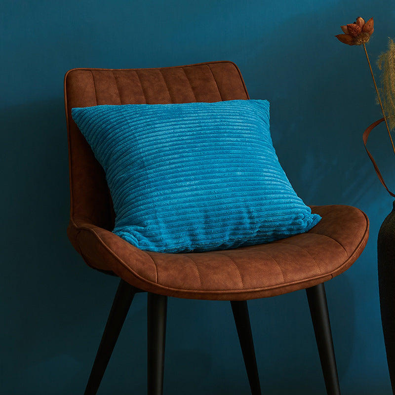 Lack Blue Set of 4 Corduroy Pillow Covers - Solid Color Minimalist Throw Cushion Covers - 45x45cm Pillow Inserts are NOT Included