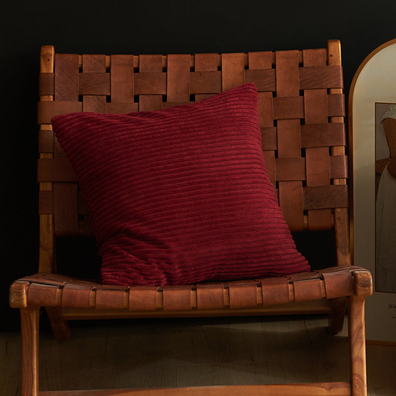 Burgundy Set of 4 Corduroy Pillow Covers - Solid Color Minimalist Throw Cushion Covers - 45x45cm Pillow Inserts are NOT Included