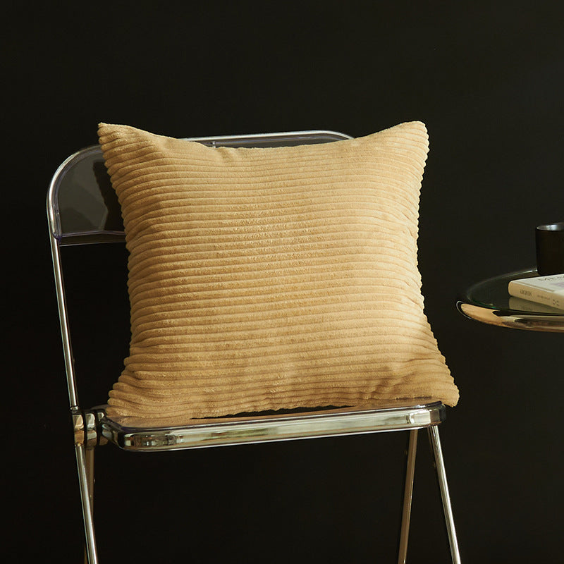 Grayish Yellow Set of 4 Corduroy Pillow Covers - Solid Color Minimalist Throw Cushion Covers - 45x45cm Pillow Inserts are NOT Included