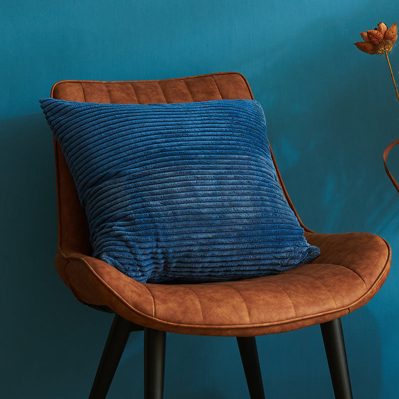 Denim Blue Set of 4 Corduroy Pillow Covers - Solid Color Minimalist Throw Cushion Covers - 45x45cm Pillow Inserts are NOT Included