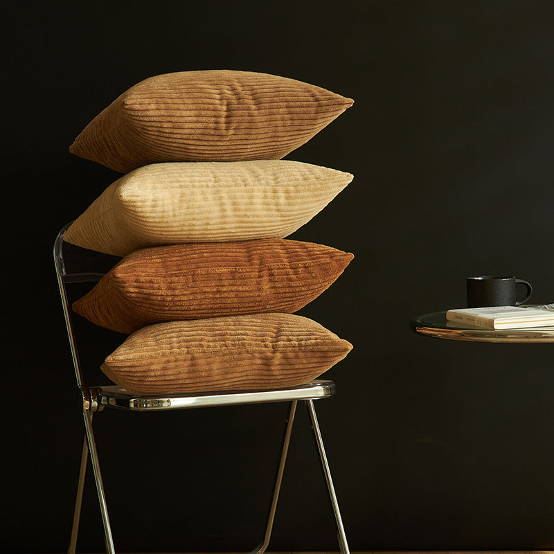 Light Yellow Set of 4 Corduroy Pillow Covers - Solid Color Minimalist Throw Cushion Covers - 45x45cm Pillow Inserts are NOT Included