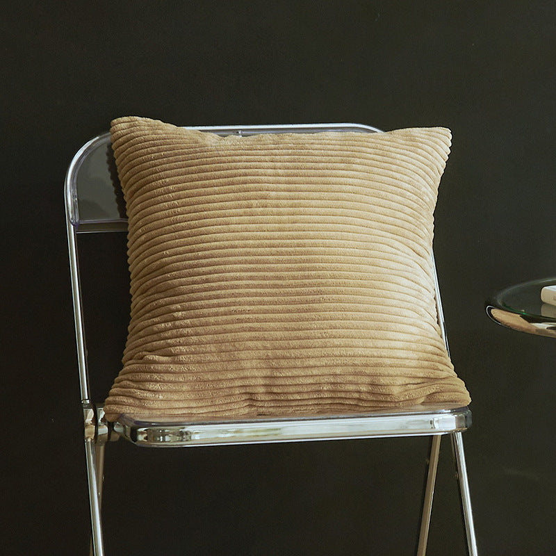 Light Coffee Set of 4 Corduroy Pillow Covers - Solid Color Minimalist Throw Cushion Covers - 45x45cm Pillow Inserts are NOT Included