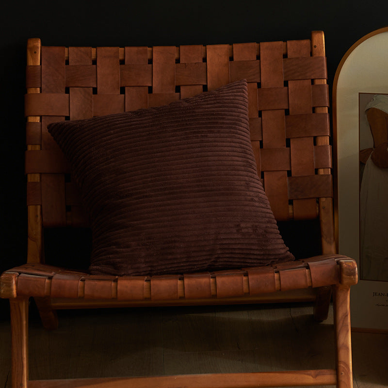 Dark Coffee Set of 4 Corduroy Pillow Covers - Solid Color Minimalist Throw Cushion Covers - 45x45cm Pillow Inserts are NOT Included