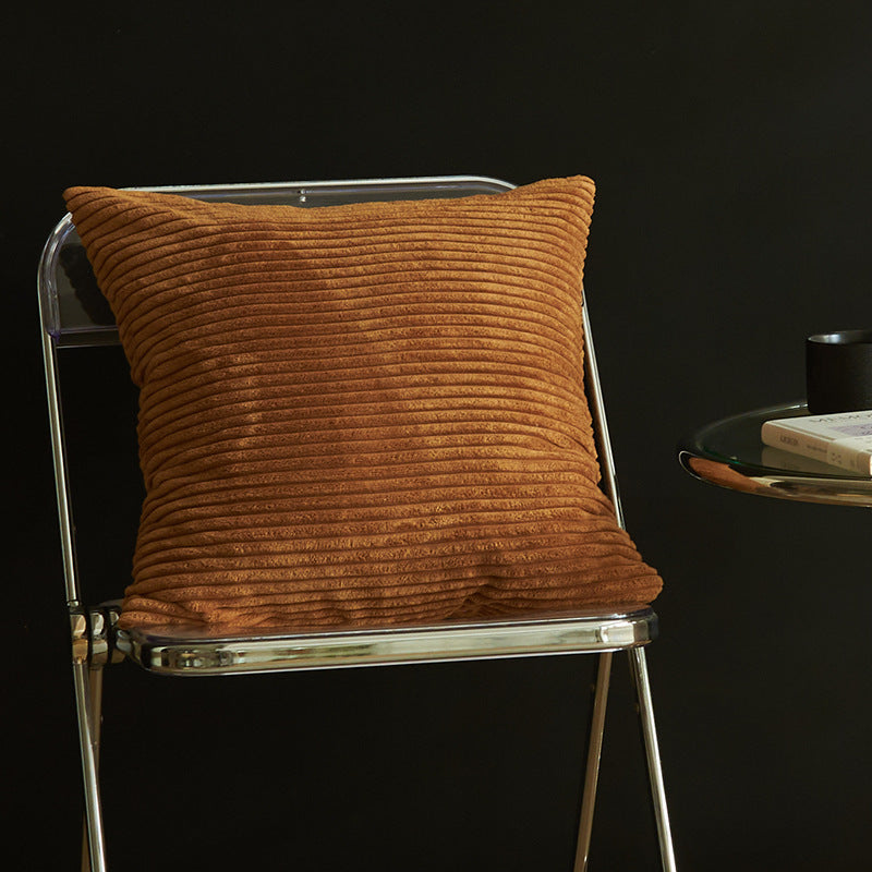 Middle Brown Set of 4 Corduroy Pillow Covers - Solid Color Minimalist Throw Cushion Covers - 45x45cm Pillow Inserts are NOT Included