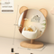 Cartoon Bear Ear Glasses Tabletop Makeup Mirror - Large Wooden Swivel Vanity Mirror for Desk