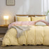 Yellow-pink 1.8m Duvet Cover 180*220cm Luxurious Soft Brushed Microfiber 4-Piece Bedding Set - Pure Color Double Bed Duvet Cover with Fitted Sheet