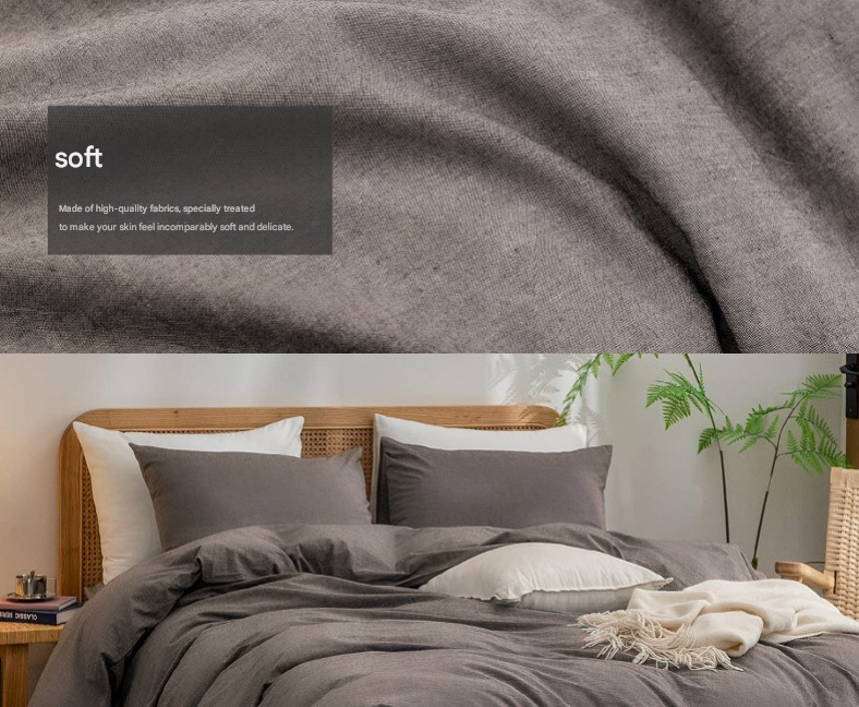 Grey 1.8m Duvet Cover 180*220cm Luxurious Soft Brushed Microfiber 4-Piece Bedding Set - Pure Color Double Bed Duvet Cover with Fitted Sheet