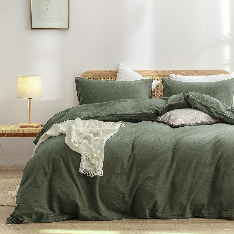 Green 1.8m Duvet Cover 180*220cm Luxurious Soft Brushed Microfiber 4-Piece Bedding Set - Pure Color Double Bed Duvet Cover with Fitted Sheet