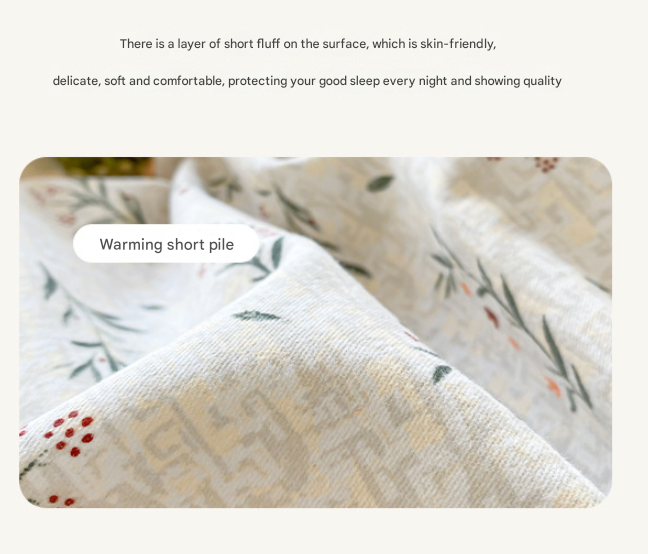 Rabbit Thick Brushed Cotton 4-Piece Bed Sheet Set 1.5m Bed - Fits 200x230cm Duvet